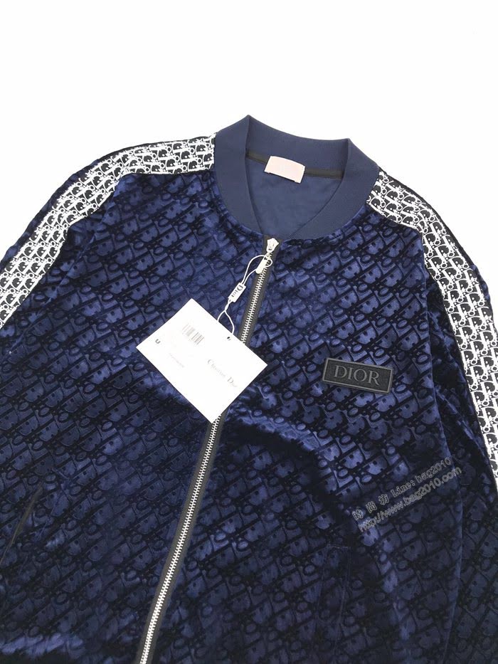 Dior男裝 迪奧秋冬新款老花絲絨面料拉鏈外套  ydi3551
